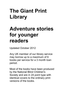 Adventure stories for younger readers in Giant Print (Word