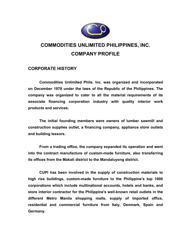 Commodities Unlimited Philippines Inc Company