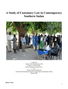 A Study of Customary Law in Contemporary Southern Sudan
