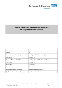 Insulin Awareness and Injection technique for People who have