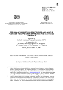 WIPO/CR/EC/MNL/01/5: Electronic Commerce: Emergence and