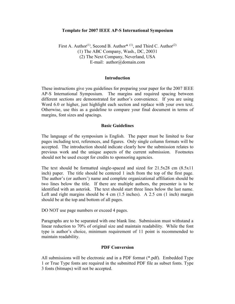 formats of term papers for international symposia