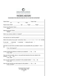 PATIENT HISTORY PLEASE BRING THIS COMPLETED FORM