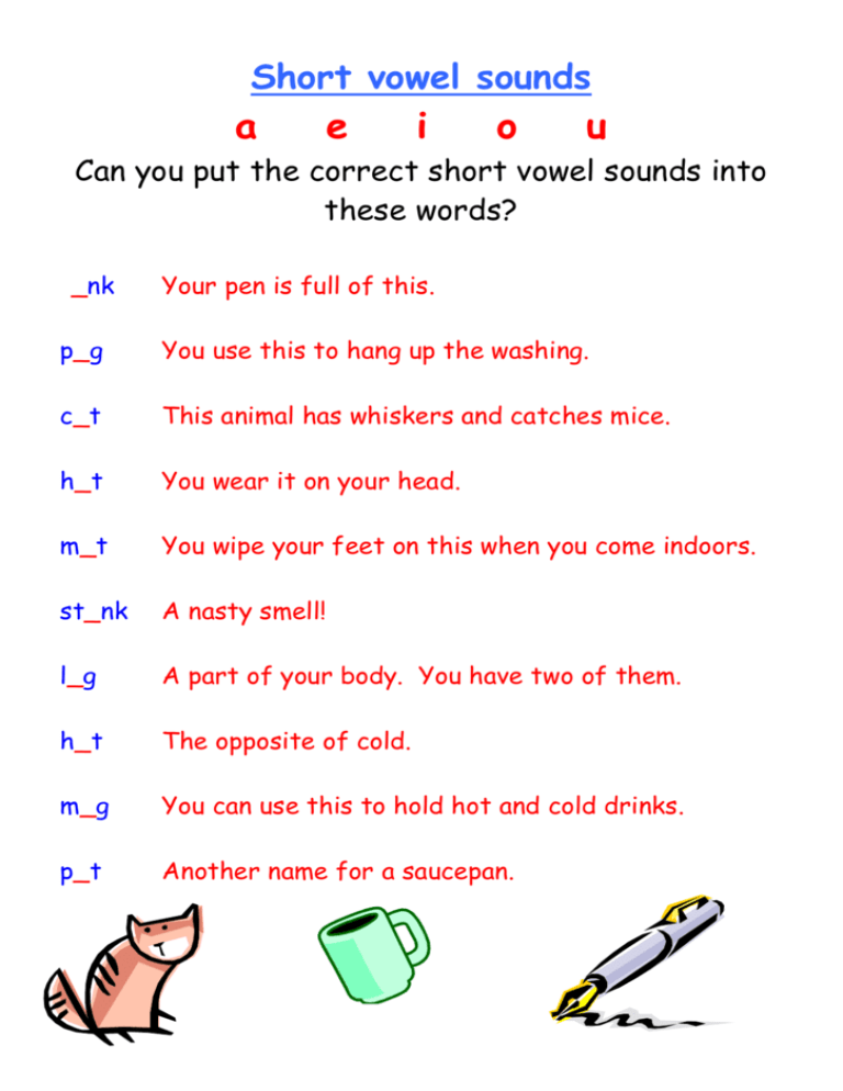 Short vowel sounds - Primary Resources