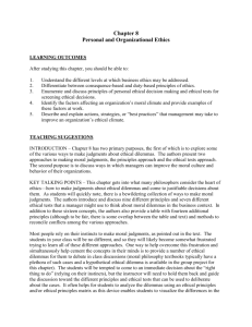 Personal & Organizational Ethics: Chapter Notes