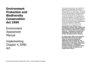 Environment Assessment Manual: Implementing Chapter 4, EPBC Act
