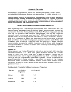 Lithium in Ceramics