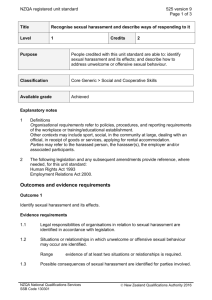 525 Recognise sexual harassment and describe ways of