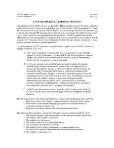 Extended School Year Eligibility Worksheet