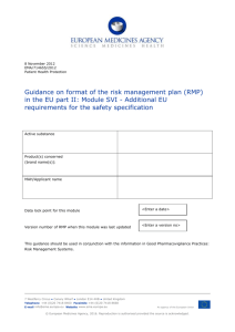 Guidance on format of the RMP in the EU part II