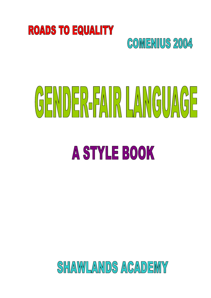 Gender fair Language A Style Book