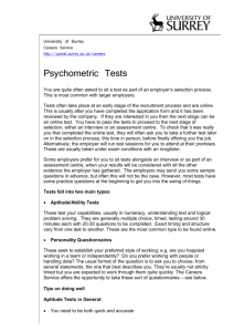 Psychometric Tests - University of Surrey