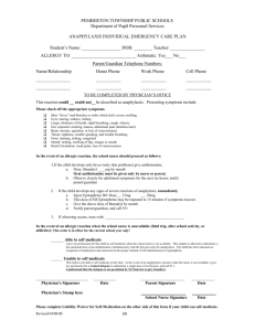 Anaphylaxis Individual Emergency Care Plan /Doctor`s Order (page 1)