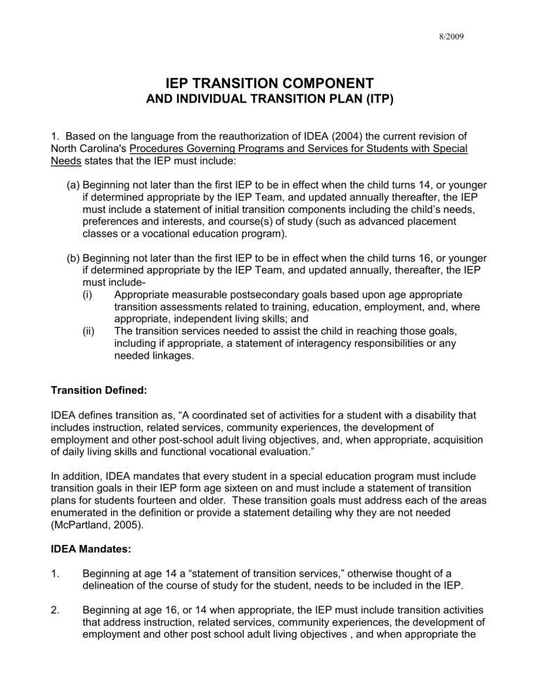 IEP Transition Component