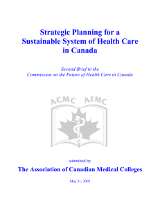 Strategic Planning for a Sustainable System of Health Care in Canada