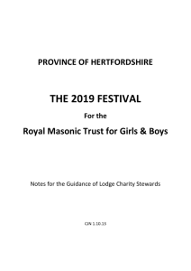 Festival Guidance Notes for Lodge Charity Stewards 2019