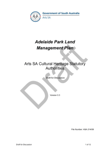 Adelaide Park Land Management Plan