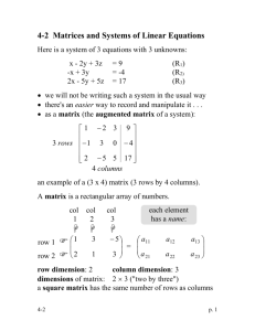 4-2 Matrices and Systems of Linear Equations