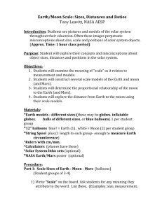 Earth/Moon Scale: Sizes, Distances and Ratios Tony Leavitt, NASA