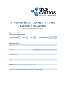 standard questionnaire for open lab collaborations