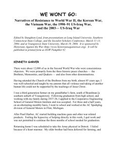 WE WON`T GO: NARRATIVES OF RESISTANCE TO WORLD WAR II