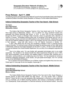 2008 Indiana Geography Teacher of the Year Award Recipients