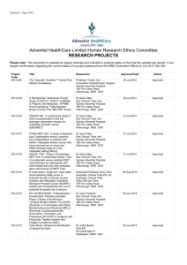 Adventist HealthCare Limited Human Research Ethics Committee