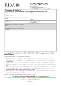Photocopy order form - Royal Institute of British Architects