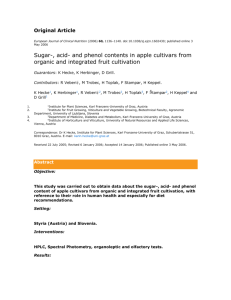 Sugar-, acid- and phenol contents in apple cultivars from organic