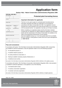 Protected Plant Harvesting Licence
