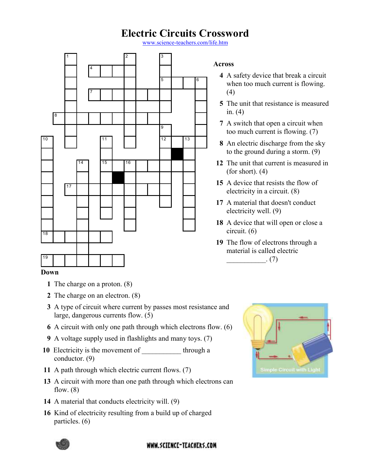 Electric Circuits Crossword 1 Electric Circuits Crossword 1