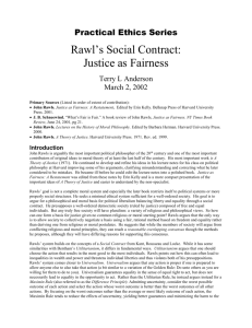 Rawl`s Social Contract: Justice as Fairness