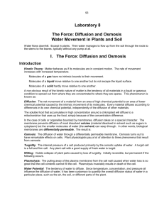 Laboratory 3--Diffusion and Osmosis