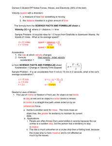 Domain 5 Student PP Notes Forces, Waves, and Electricity