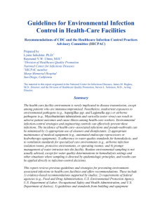 CDC Guidelines for Environmental Infection Control in Health