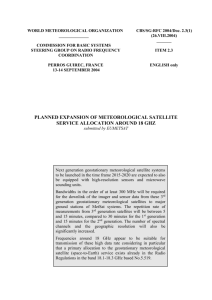 Planned Expansion of Meteorological Satellite Service