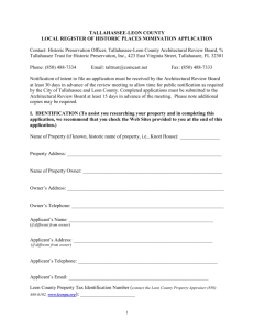 Local Register Application - Tallahassee Trust For Historic