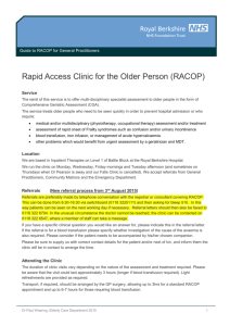 Rapid Access Clinic for the Older Person