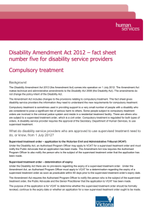Compulsory Treatment - Disability Amendment Act 2012 fact sheet