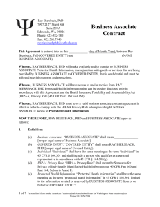 Model Business Associate Contract - Ray Biersbach, PhD, Catholic