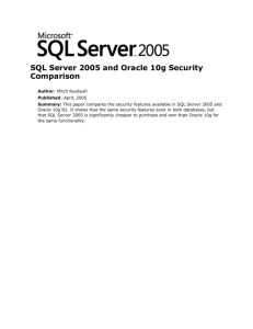 SQL Server 2005 and Oracle 10g Security Comparison