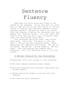 Sentence Fluency Info Sheet and Rubric