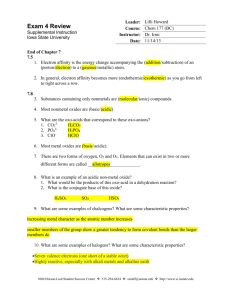 Exam 4 Review Key - Iowa State University