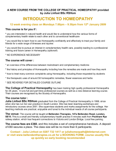 a new course from the college of practical homeopathy