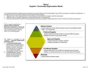 Alticor Supplier Segmentation Model: Classifying Suppliers