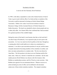 Transcript of notes sent by David Nicholson to Ian