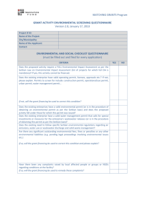 grant activity environmental screening questionnaire