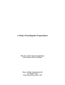 A Study of Earthquake Preparedness