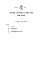 Roads Amendment act 1998