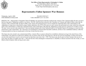 Representative Fallon Sponsors War Bonuses